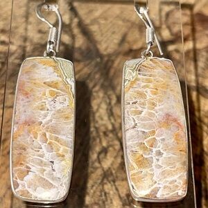 Uneven Pair Mexican Crazy Lace Agate Pendant 2”